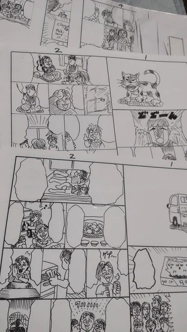 何やら漫画家の「ネーム」(絵コンテ的な下書き前の下書きみたいな漫画の設計図のコト)が話題なので私のネームもアップします。

割と描き込んでるほうかな?
私は字が汚いのでセリフは後でPC上で打ってます。 