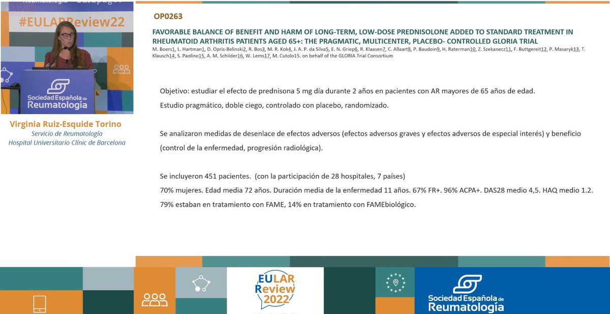 SEReumatologia's tweet photo. #EULAReview22 La Dra. Ruiz-Esquide explica en qué consiste el Estudio GLORIA, uno de los temas más comentados y que más expectación ha causado durante el Congreso. Puedes leer el articulo publicado👉https://t.co/hFpoL6Hg2v https://t.co/NQ8nS6ZuAm