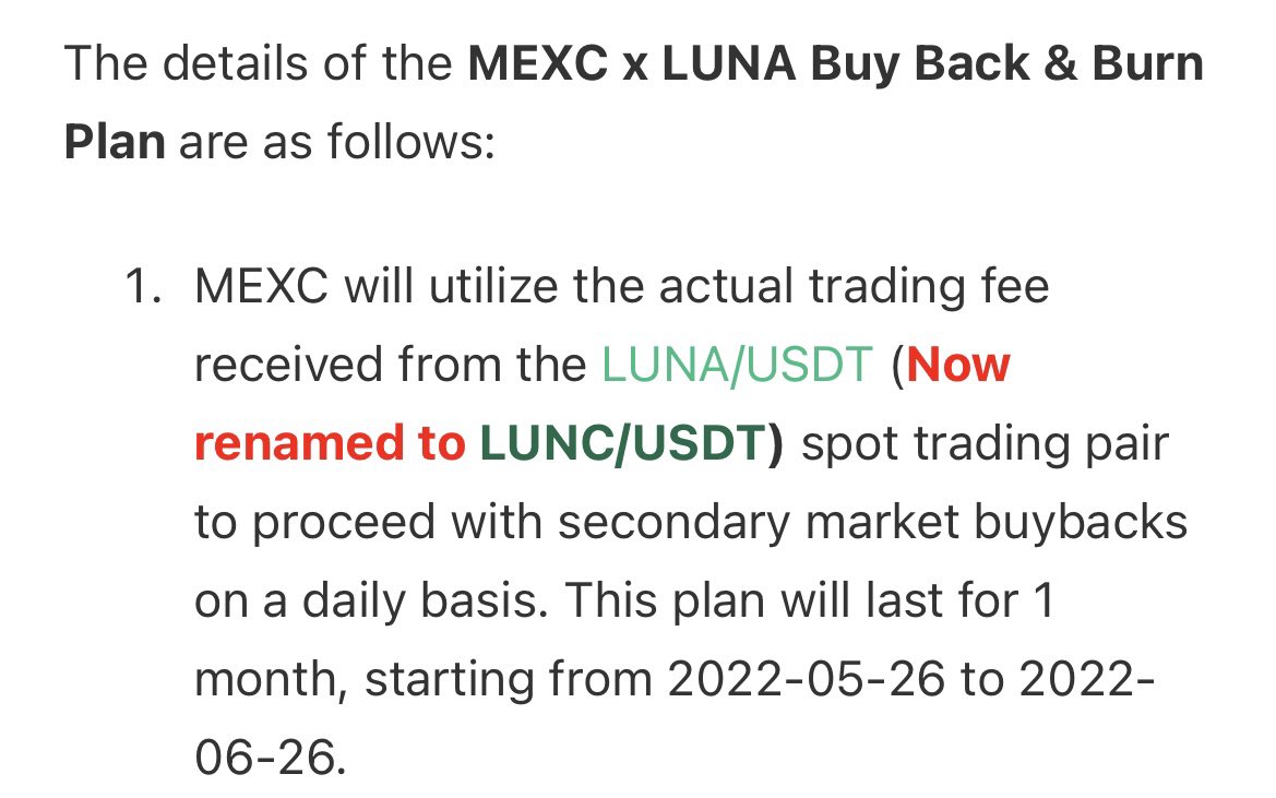 DK64Trades's tweet photo. $LUNC RT!!!! 🚨🚨🚨🚨🚨

@MEXC_Global exchange has been the most supportive exchange currently to the #LUNC burn cause &amp; community.

Buy back &amp; burn (temporarily only) :
05/26-06/26

@MEXC_Global can you make $LUNC burns permanent on you exchange?

Leaders abandoned.
#luna $luna https://t.co/MUaFuvmXNM
