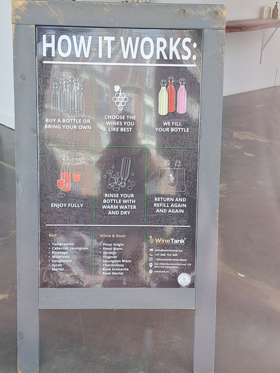 laurencohen's tweet photo. Interesting wine concept in Rotterdam, bring your own bottles to be refilled. https://t.co/m2p5GtpWVr