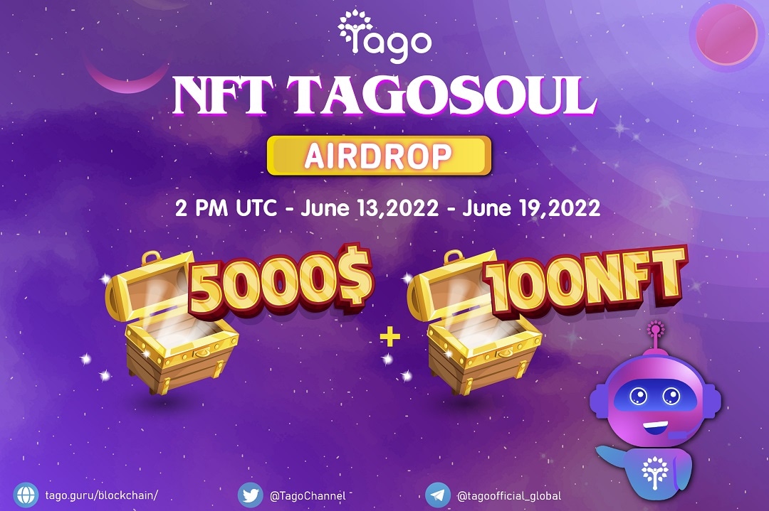 AirdropKingNews's tweet photo. New Airdrop: NFT TagoSoul  Airdrop
Total Reward: $5,000 in TAGO + 100 NFTs
Reward: $7.5 in TAGO
Distribution date: after IDO

🔗Airdrop Link: https://t.co/AYtyE868kL

- Complete all tasks of the airdrop
- For 400 Random participants receive $7.5 in TAGO / Each https://t.co/5Y4Uc3ndVf