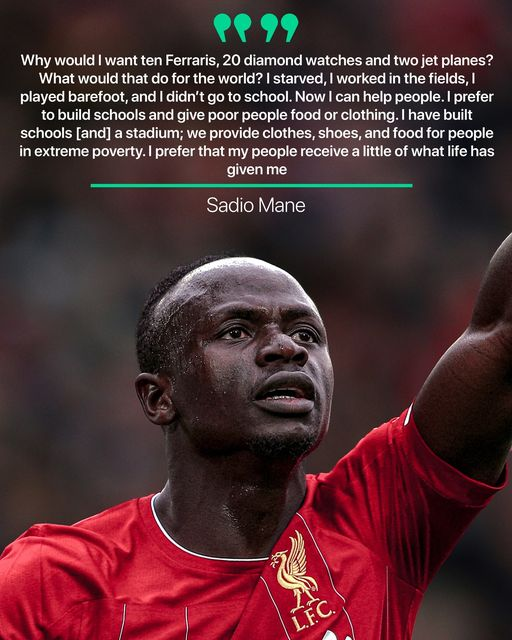 MBetKenya's tweet photo. Sadio Mane. 'I prefer that my people receive a little of what life has given me' ❤️️
#SadioMane #bayern #senegal https://t.co/AABAi1p3o6