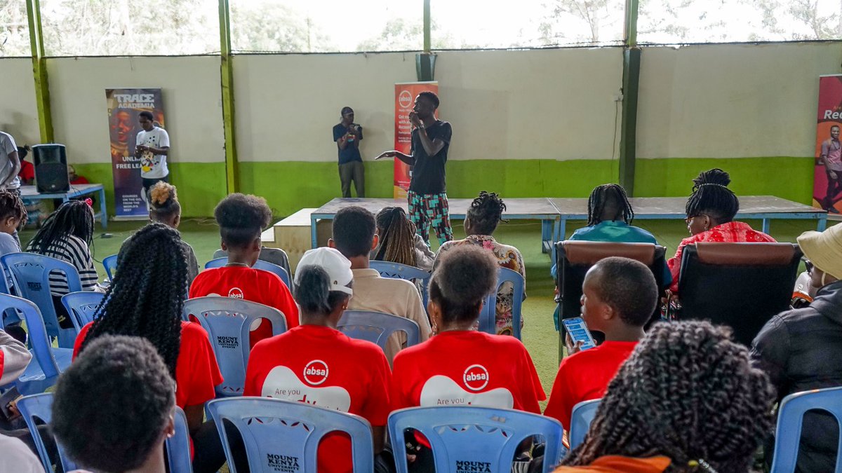 AbsaKenya's tweet photo. @nviiribeybi  and @Bensoulmusic taking @MountKenyaUni students through the #AbsaReadyToWork masterclass session #DopexAbsaRTW #PamojaTunwiri https://t.co/O8LQdIsfi8