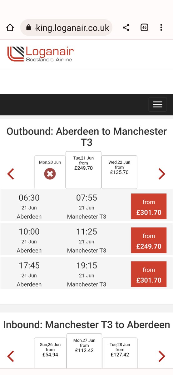 jobo575's tweet photo. I wonder if @FlyLoganair know there is a train strike on Tuesday. RIPPING THEIR CUSTOMERS OFF. Total disgrace of a company.Taking advantage of stranded people who want to get he to see their family's #aberdeen #ABZ #manchester #travel https://t.co/6hK2tDA7CZ