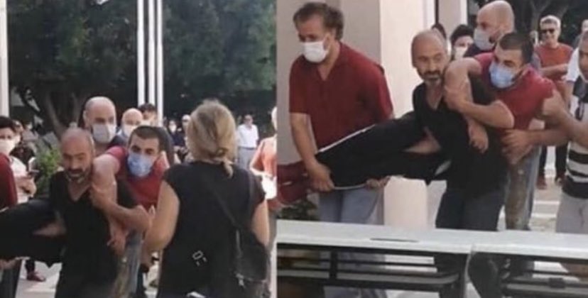 Mersin’de sınava geç kalmak üzere olan engelli genci kucaklayan 4 vatandaş, koşarak sınava gireceği binaya getirdi..