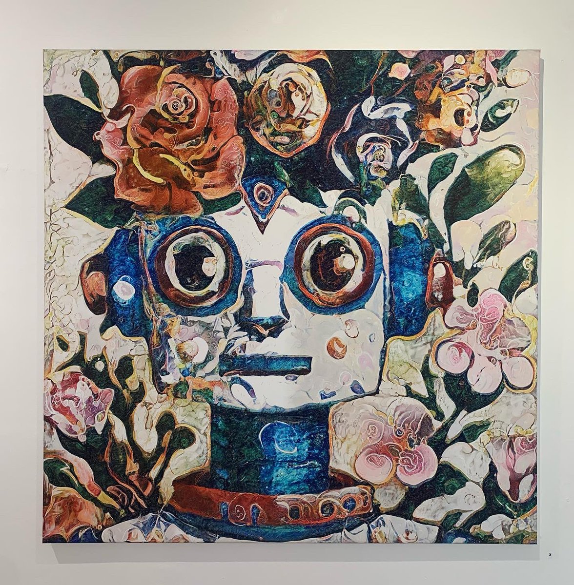 KarelianAI's tweet photo. Luonnotar - The Spirit of The Nature, inspired by a robot painting from @benbarry’s curated book of 1000 robot paintings created with @OpenAI’s #Dalle2, now exhibited among other contemporary Karelian AI Art. https://t.co/nxV7v7fHM7