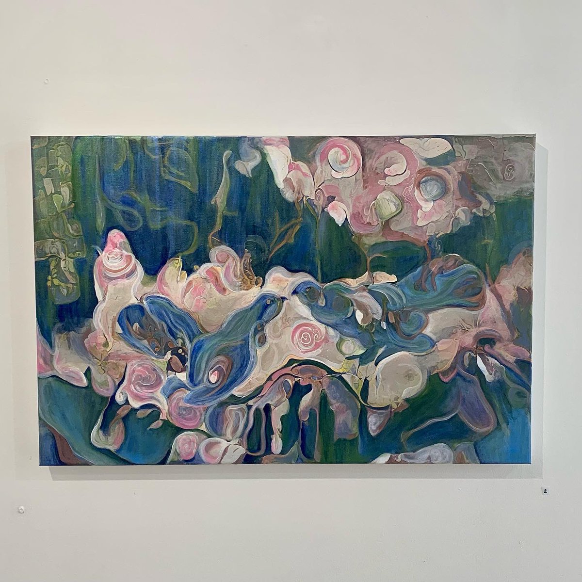 KarelianAI's tweet photo. Luonnotar - The Spirit of The Nature, inspired by a robot painting from @benbarry’s curated book of 1000 robot paintings created with @OpenAI’s #Dalle2, now exhibited among other contemporary Karelian AI Art. https://t.co/nxV7v7fHM7
