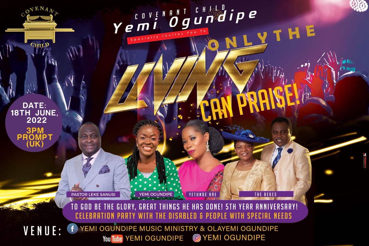 To God Be The Glory, TODAY Is The Day That The Lord Has Made, We Will Rejoice &amp; Be Glad In It, It’s TODAY, Halleluyah! 

Only the Living Can Praise, 2022, Will Be LIVE at 2:45pm (UK) TODAY on my YouTube Channel- Yemi Ogundipe, Facebook-Yemi Ogundipe Music Ministry. Please Join!