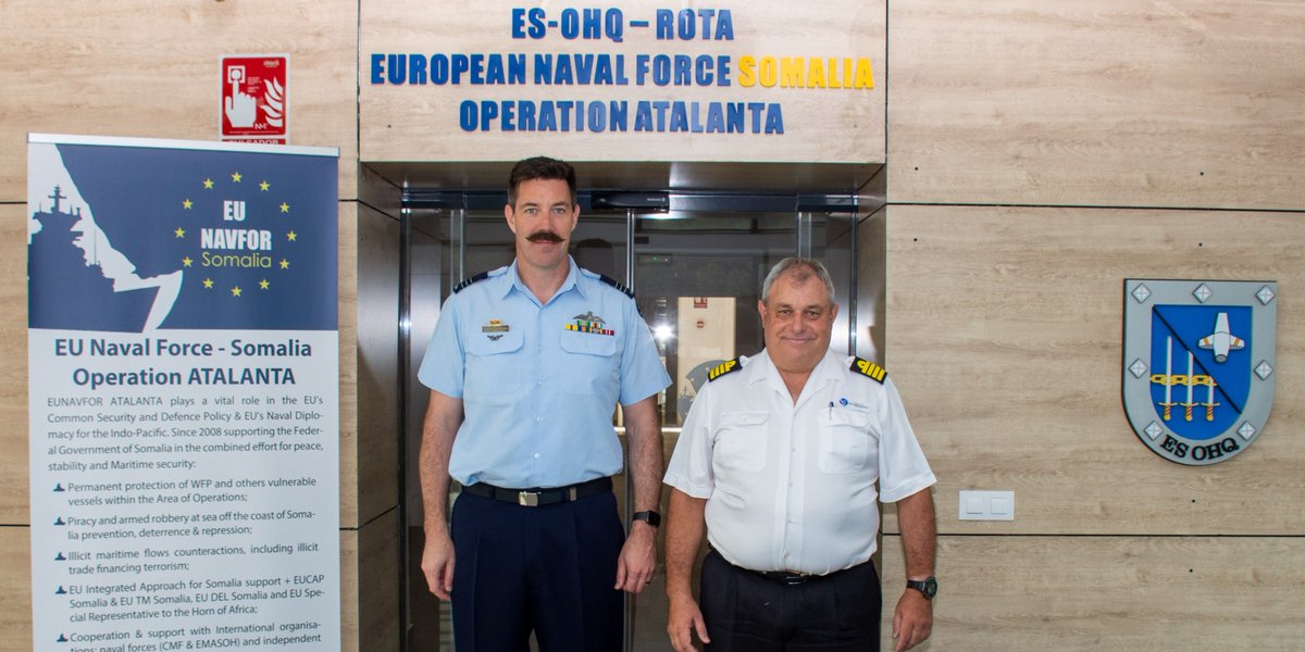 Yesterday, first 🇦🇺representative visit to 🇪🇺OHQ in 🇪🇸Rota👉 🇦🇺MILREP to 🇪🇺 & @NATO Wing CDR Jesse Laroche received an update on the #OpAtalanta. Australia is a @CMF_Bahrain member nation, one of the most relevant #MaritimeSecurityProvider partner in the region @EUSec_Defence