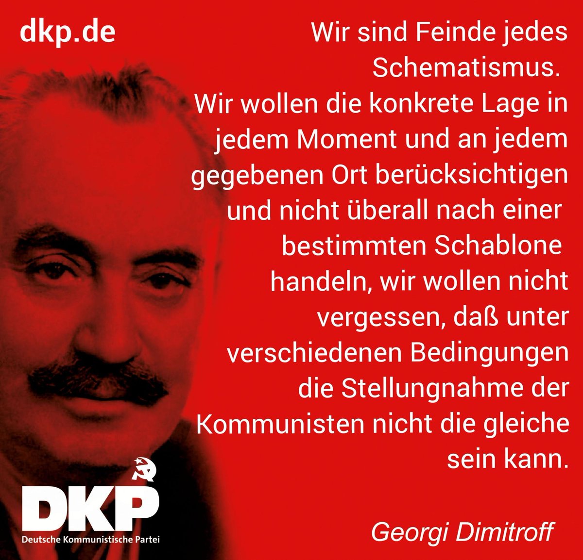 DKP_Stormarn's tweet photo. 140 Jahre Georgi Dimitroff.
Kommunist und Symbol für antifaschistische Standhaftigkeit
Weiterlesen unter:
https://t.co/WYFxNDAJas

#dimitrov #Dimitroff #internationalesolidarität #DKP #KommunistischePartei #antifascist #Komintern #reichstagsbrand https://t.co/dfJWmZon0L