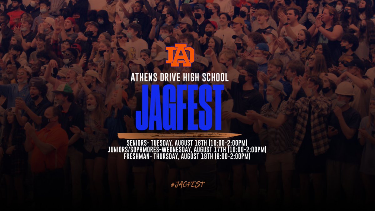 JAGFEST 22-23! Come join us as we kickoff the 2022-2023 school year. All students are welcome to get involved with all things Athens at this years JAGFEST! Lunch will be provided.

Let us know you are coming! Link to register: bit.ly/jagfest22

#GOJAGS <a href="/gogipper/">Gipper</a>