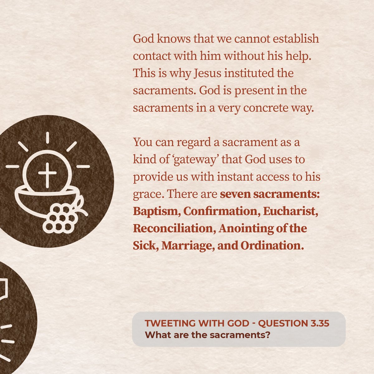 DeoQuest_en's tweet photo. Some sacraments can be received only once. Eucharist, Reconciliation, and Anointing of the sick – can be received again and again, whenever you need the grace of God. Read on the web, app or book. https://t.co/K2LtXbJqyw