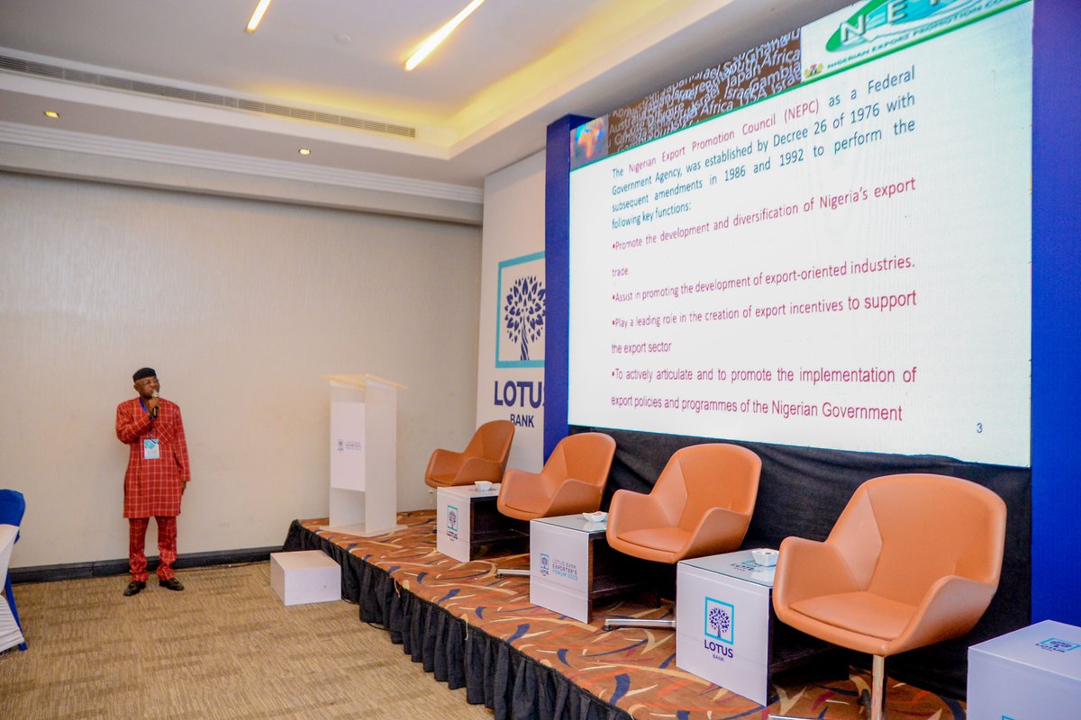 LotusBank's tweet photo. The 2022 Lotus Bank Exporterβs Forum was an event much to be remembered.
We had industry leaders in the trade and export sector identify and proffer solutions to the challenges of Non-Oil Export Trade.
#nigerianexport #LOTUSBank #nonoilexports https://t.co/NpTa9GRTfl