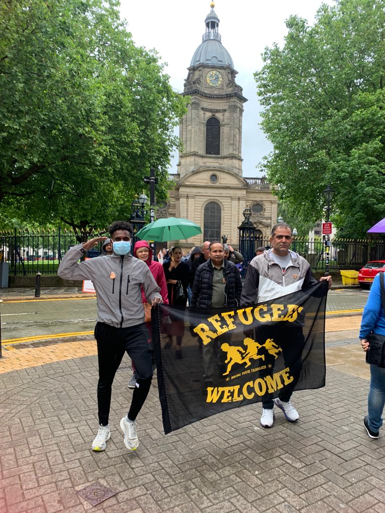 AsylumMatters's tweet image. Fantastic turn out in the rain for our Solidarity with Refugees Walk to launch #RefugeeWeek #Birmingham