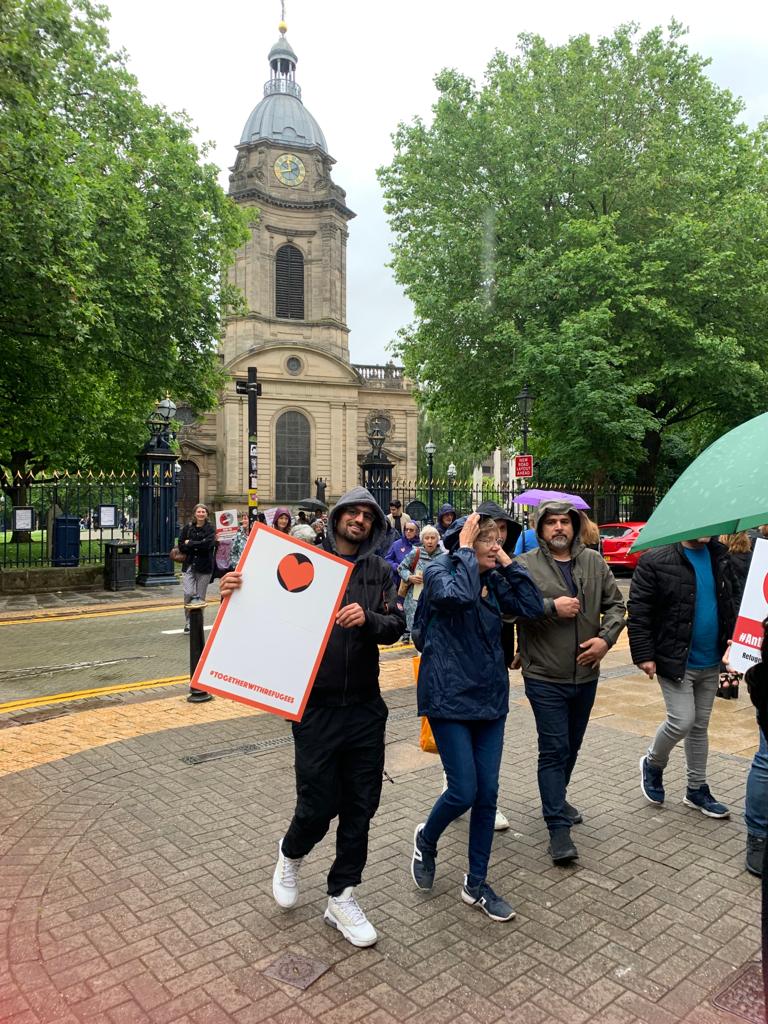 AsylumMatters's tweet image. Fantastic turn out in the rain for our Solidarity with Refugees Walk to launch #RefugeeWeek #Birmingham