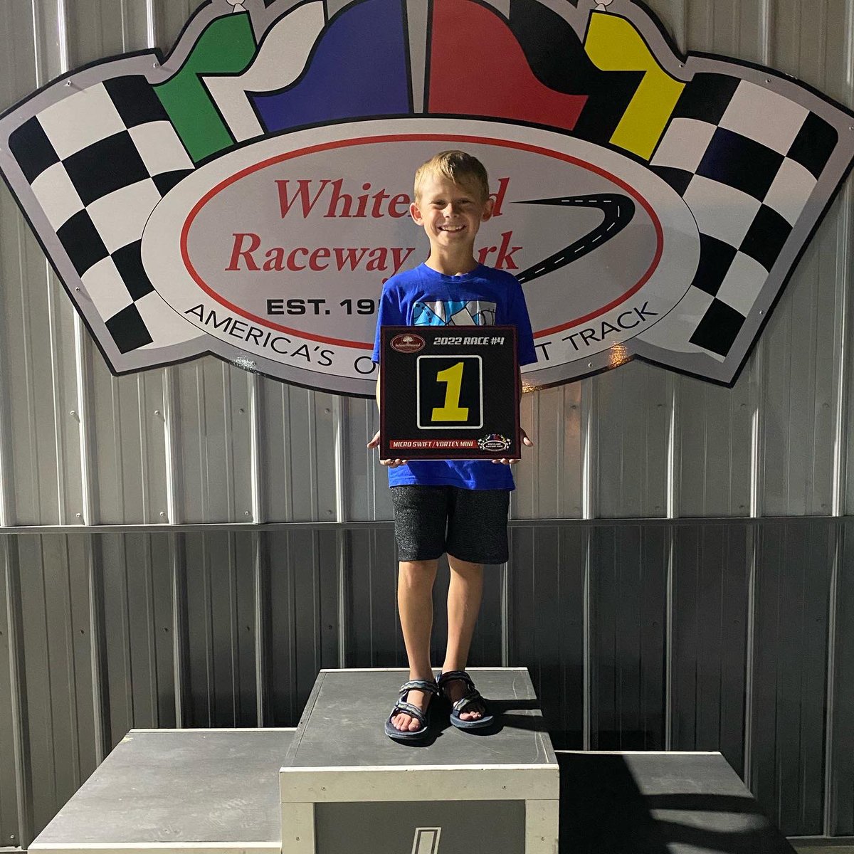 AsherRacing's tweet photo. About last night- zero practice, backup motor, low #kart count so mom gave me the challenge of beating the #mini swifts too and I did it! Bringing home the win and snagging the fastest lap by a whole second over the mini swifts! #microswift #racefans @GanassiChip #NightRace https://t.co/IRKb9sZiXm
