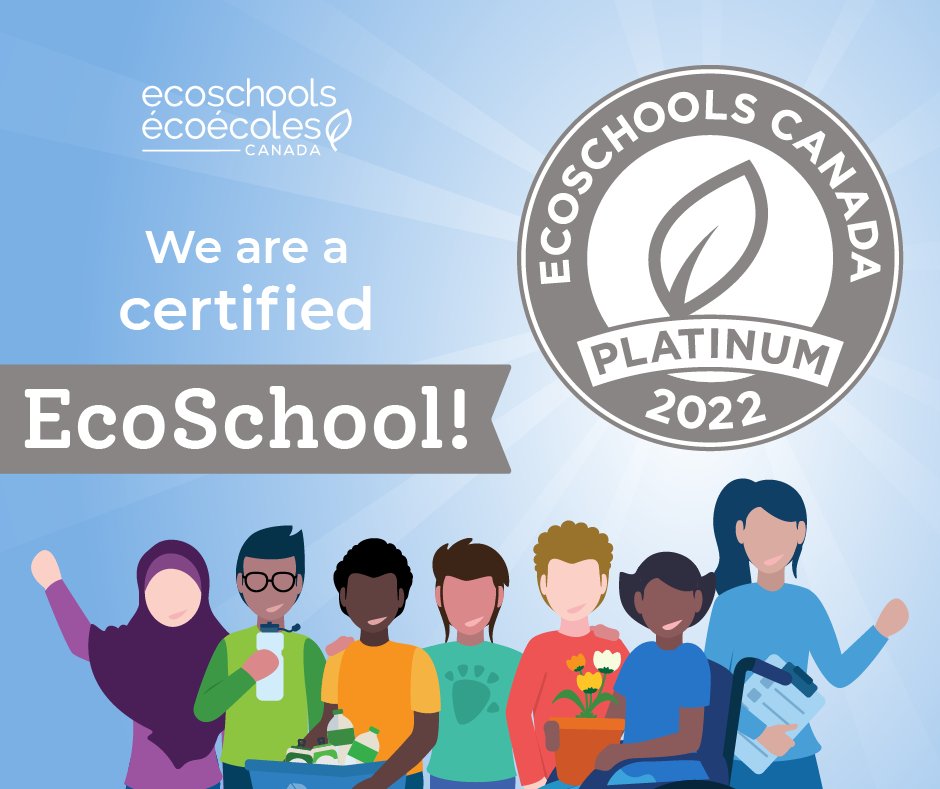 💚We are so excited to announce that we have been certified as a Platinum EcoSchool!🌎♻️💚 Thank you to our amazing EcoSchools Lead Teachers and EcoClub for all their amazing leadership this year to help us reach this certification! @EcoSchoolsCAN