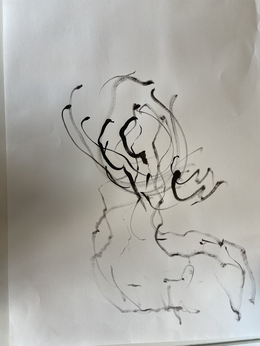 neep_art's tweet photo. First time using the drawing machine. I dipped the brushes in ink and let it spin around for a bit https://t.co/qhmcJr0Ad2
