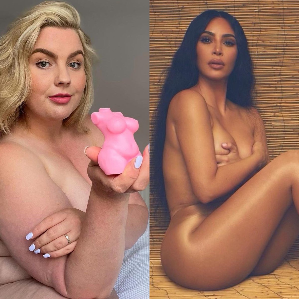 MallowsBeauty's tweet photo. How can @instagram take down the photo left for ‘adult sexual solicitation’ yet there are hundreds of photos of influencers showing so much less. Difference? Lauren (left) is unfiltered &amp; unedited, flaunting her stretch marks, cellulite &amp; beaut curves #bodypositive #mallowsbeauty https://t.co/66JQq4HTvn