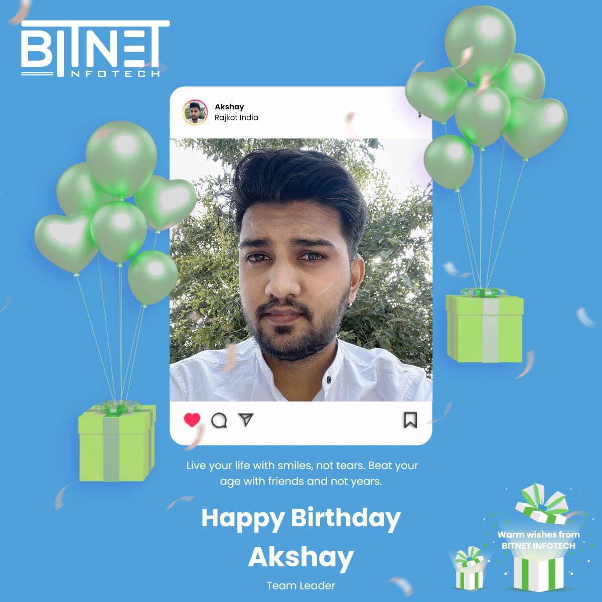 Bitnet_Infotech's tweet photo. Wishing you the greatest of birthdays.
๐๐Happy Birthday Akshay Sir
#birthday #birthdaycelebration #birthdayvibes #celebration #bitnetinfotech #ceremony #teamcelebration #bestwishes #birthdaywishes #bitnet #teamleader #techlead #leader #itlife https://t.co/Wnth3jNjlU