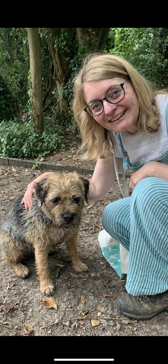 AlisonCCarter1's tweet photo. What a lovely surprise to bump into my muse while out on a walk today! 🥰This is Trevor - my inspiration for ‘Ted’ the #BorderTerrier in my #MG story. @LonLiteraryGirl this is the Trevor I was talking to you about at #Bighonk22 Lovely to see Trevor’s owners, Paul &amp; Brian, too! https://t.co/b2J98irxlA
