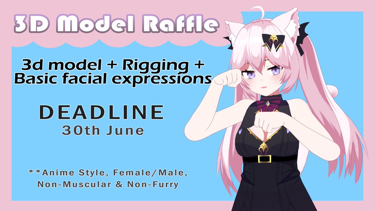 antro3dcg's tweet photo. Thanks for all the love &amp; support!
❣️❣️3d Model Raffle❣️❣️

Prize: Full 3d model from your reference

Rules:
➡️ Follow,❤️ &amp; RT!
➡️Post your reference with a short intro below🔽

Ends: June 30th

#raffle #Vtuber #ENVtuber #VtubersUprising #Vtubers https://t.co/90P7FwxsHN