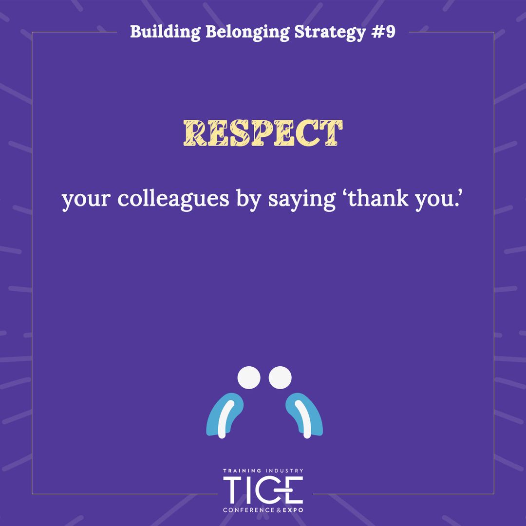 SigPrez's tweet photo. Build belonging at work by saying the simple two-word phrase, "thank you.""
Learn other simple, real-world strategies at my June 22nd session at #TICE2022 in Raleigh.
#buildbelonging #buildbelongingatwork #signaturepresentations #belonging #youbelong #buildingbelongingtogether https://t.co/f9QvJZqPX1