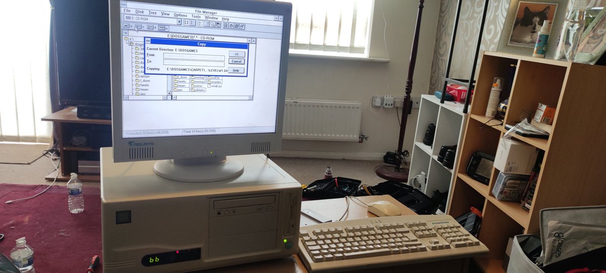 paulisthebest3u's tweet photo. Sorry about the mess. Got this bargain from eBay. £90, full #486dx2 setup with ISA soundblaster, VLB graphics, etc. Even original HDD works. Case is probably worth that alone. #retropc #retrogaming #msdos https://t.co/bAqANMHoPc