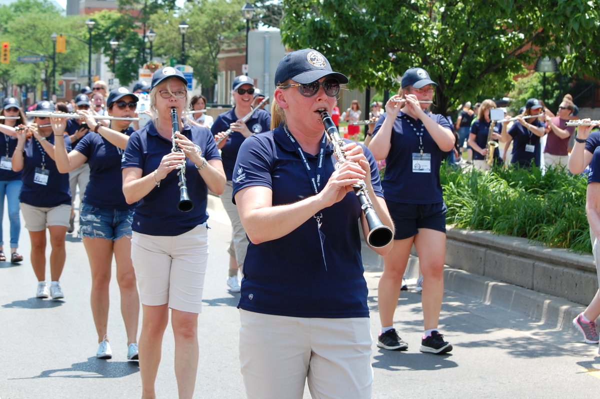 The Alumni Band marches again as it takes to the streets this morning in the Sound of Music Parade. Did you know that along with being the final band in the parade, the Alumni are also its Grand Marshals? 

#BTTB75 #BTTB #BurlOn #PrideOfBurlington <a href="/BTTB1/">Burl. Teen Tour Band</a> <a href="/BTTBBoosters/">Teen Tour Boosters</a>