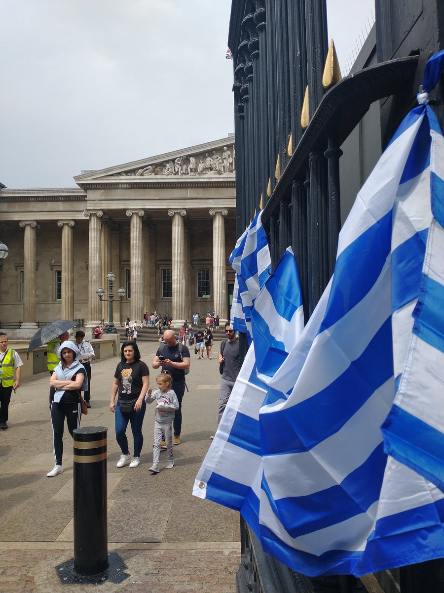 Great to see Greek colours flying at <a href="/britishmuseum/">British Museum</a> calling for the return of the Parthenon Sculptures!