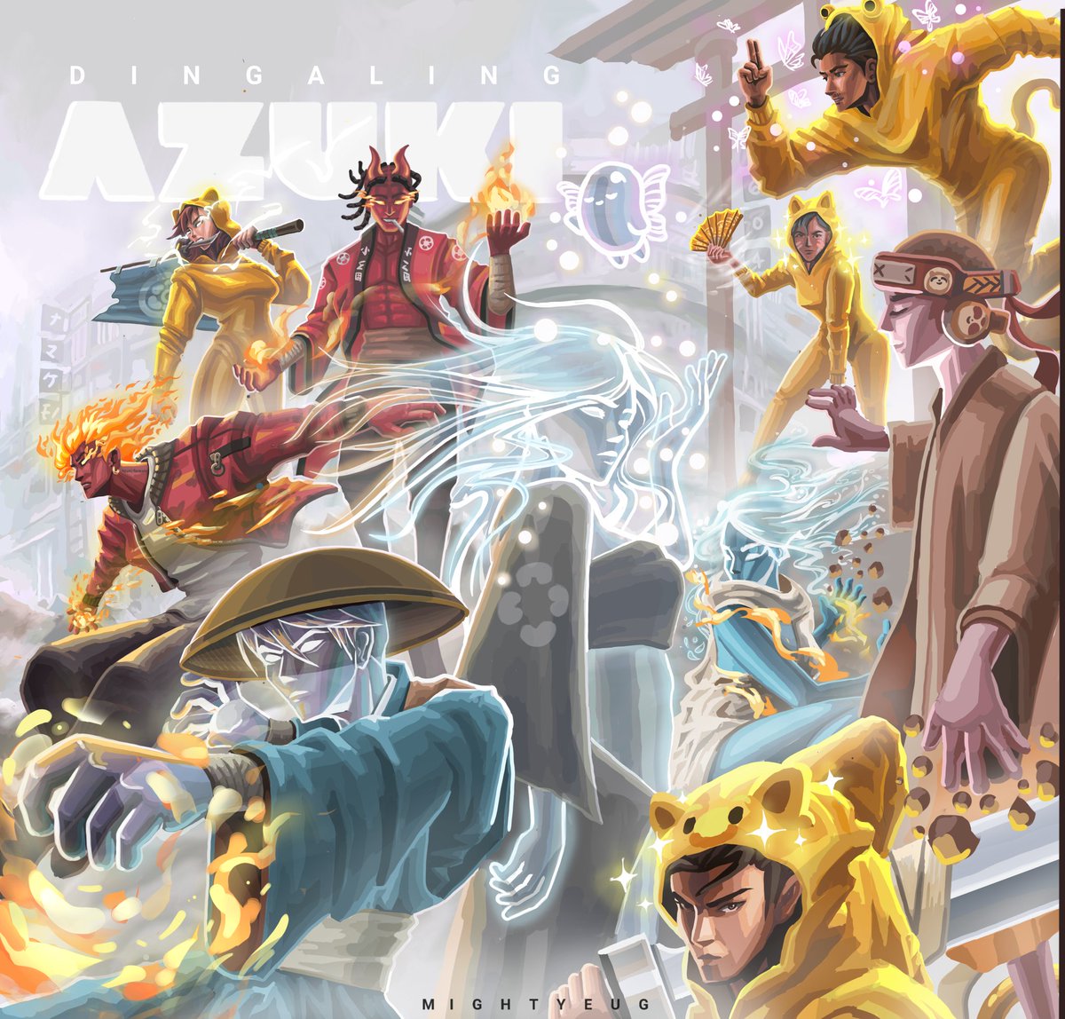 Hello guyss happy to present here my take for
#DingAzuki ArtContest.
"Dingangling 10 azuki's on battle stance."

<a href="/dingalingts/">dingaling</a>  I want to thankyou for this great art contest where us Artist can  showcase the talent we have on huge crowd.🤍 
<a href="/AzukiOfficial/">Azuki</a> #Azukiart #azukibeanz