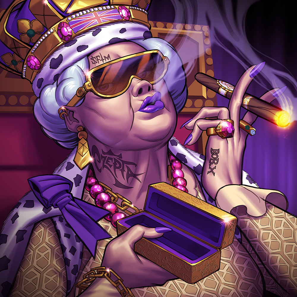 Czepta's tweet photo. 👑Cheers @profbobx for providing a fun subject for my latest #FANTOMUNDERWORLD piece!

👇Full collection:
https://t.co/oZgh2nmeuq https://t.co/PS2u6P7XNf