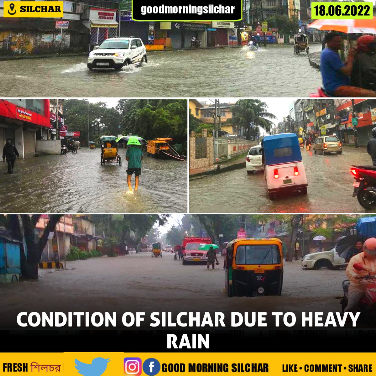 gmsilchar's tweet photo. #GMSReport : Condition of Silchar, Assam Due to Rain.
📸Insta @Shamim_barbhuiya
#AssamFloods2022
#flood #silchar https://t.co/CZeDMq65tn