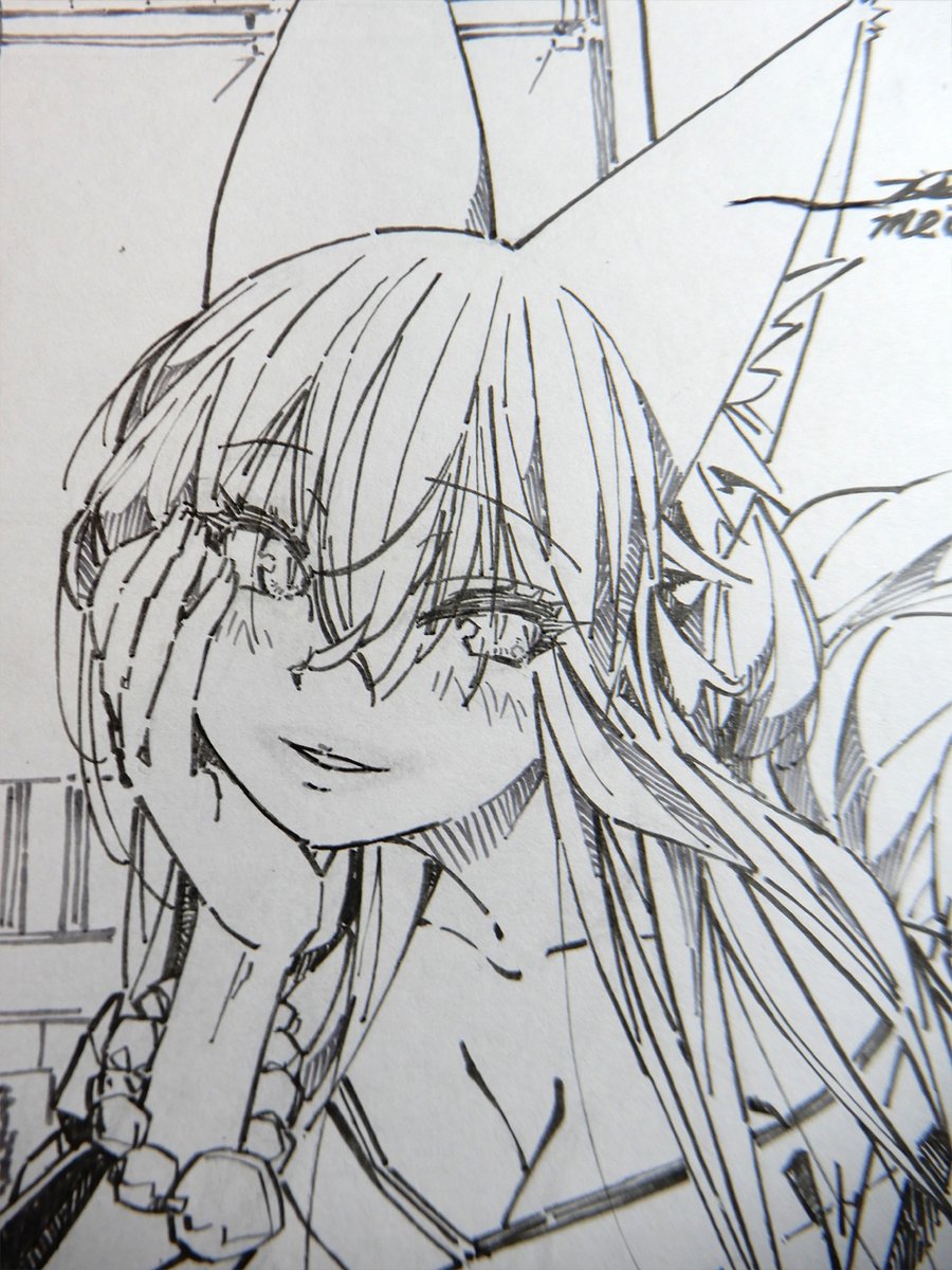 線画。いつもより線画が細め。 