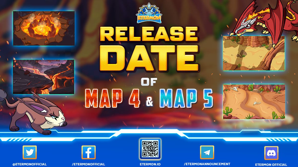 🗺️ RELEASE DATE OF MAP 4 AND MAP 5 🗺️

⏱ Map 4 and Map 5 will officially be released to our community at the beginning of July.

🎮 What are you waiting for?! Join now to PLAY and EARN with Etermon HERE: play.etermon.io