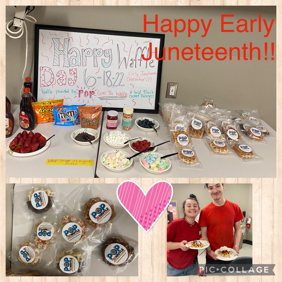 Happy Early Juneteenth!! From T0654!! Celebrating with waffles from Pop Goes The Waffle, local black-owned business❤️❤️ <a href="/WallenThea/">Thea Wallen</a> <a href="/CJMurph2/">Crystal Murphy</a> <a href="/ParkerTGT/">Parker</a> <a href="/keith_mazzoni/">Keith Mazzoni</a> <a href="/AlexCoogan3/">Alex Coogan</a> <a href="/SchiedelTabitha/">Tabitha Schiedel</a> <a href="/KavounisKevin/">Kevin Kavounis</a>