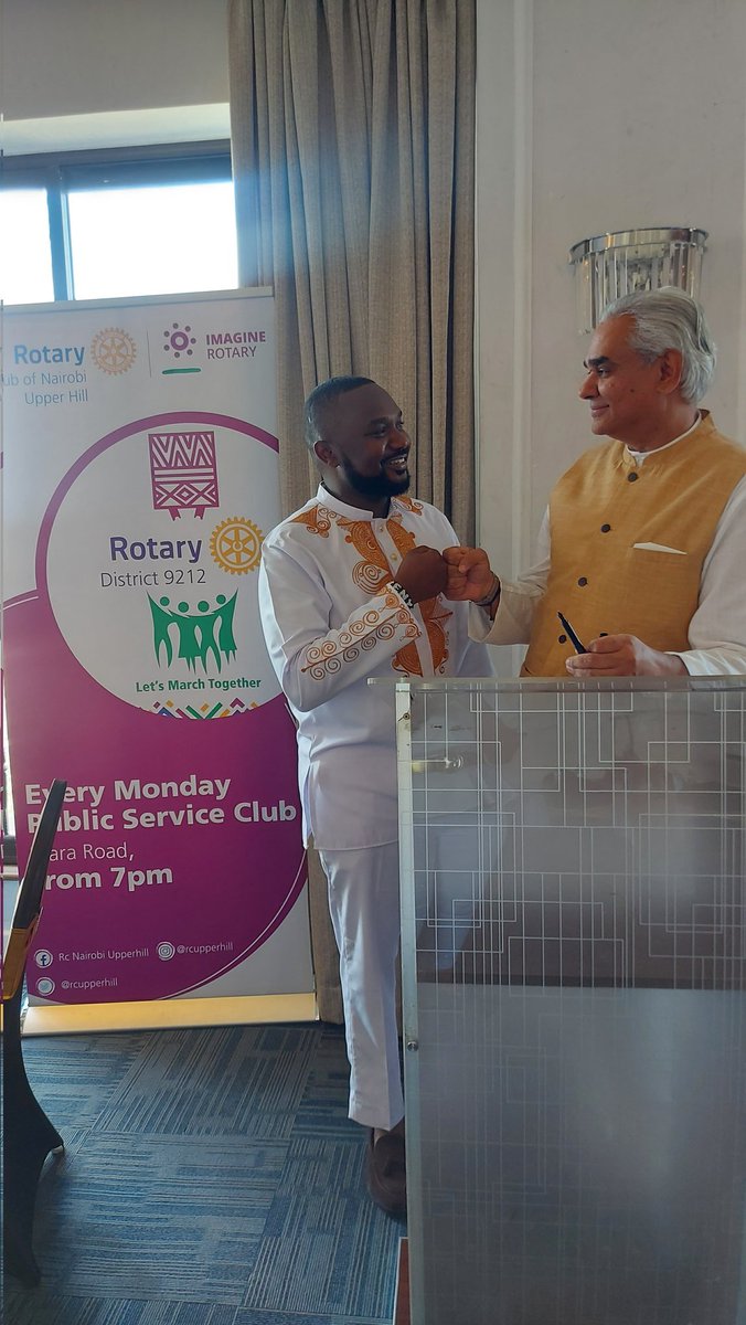 RCUpperhill's tweet photo. Let the handing over process begin. 

Our President Elect (PE) Alex and our Chartered President (CP) Saad.

Its been an amazing journey.

#coolestclubonthehill #letsmarchtogether #imaginerotary
@Alexngaru https://t.co/FhvzWJaAXg