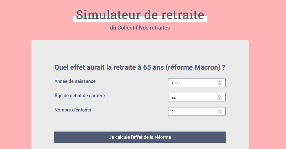 arnaudbontemps's tweet photo. Cette semaine, le collectif @nosretraites a mis en ligne un simulateur de retraite à 65 ans.

Un outil d'utilité publique, pour comprendre que reculer l'âge légal conduit *aussi* à la baisse d'un grand nombre de pensions de retraites.

A partager !
➡️https://t.co/Fit1mxlfi3 https://t.co/2LSo4ZJtJB