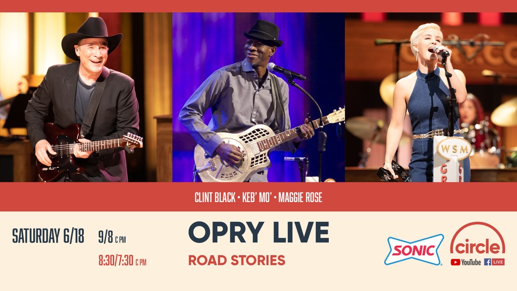 CircleAllAccess's tweet photo. It’s finally the weekend, y’all🎉Celebrate with a previously recorded #OpryLive ft. @Clint_Black, @kebmomusic &amp; @IAmMaggieRose!

#RoadStories with @chuckwicksmusic and guest @BigKennyTV starts @ 8:30/7:30c pm then Opry Live @ 9/8c pm

@sonicdrivein #SONICCountry #ThisIsHowWeSONIC https://t.co/kvFWOatpew