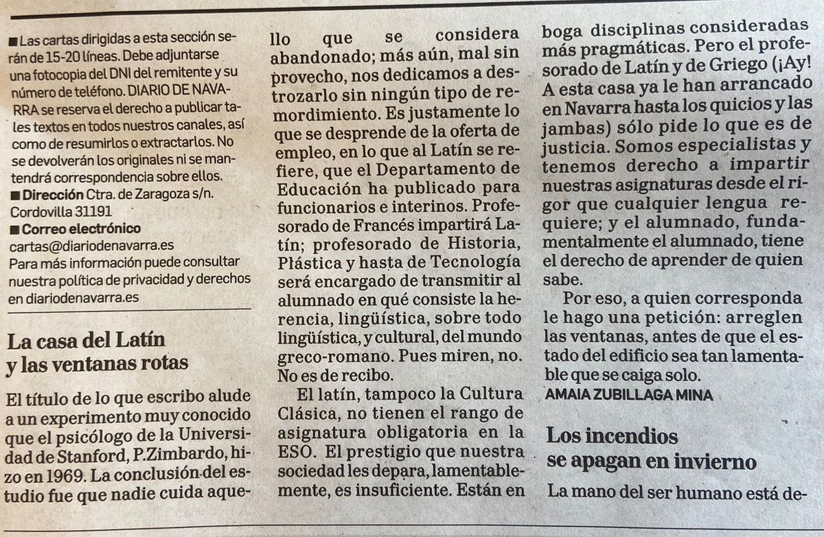 La casa del Latín y las ventanas rotas, por Amaia Zubillaga, miembro de la junta directiva de SEEC Navarra.