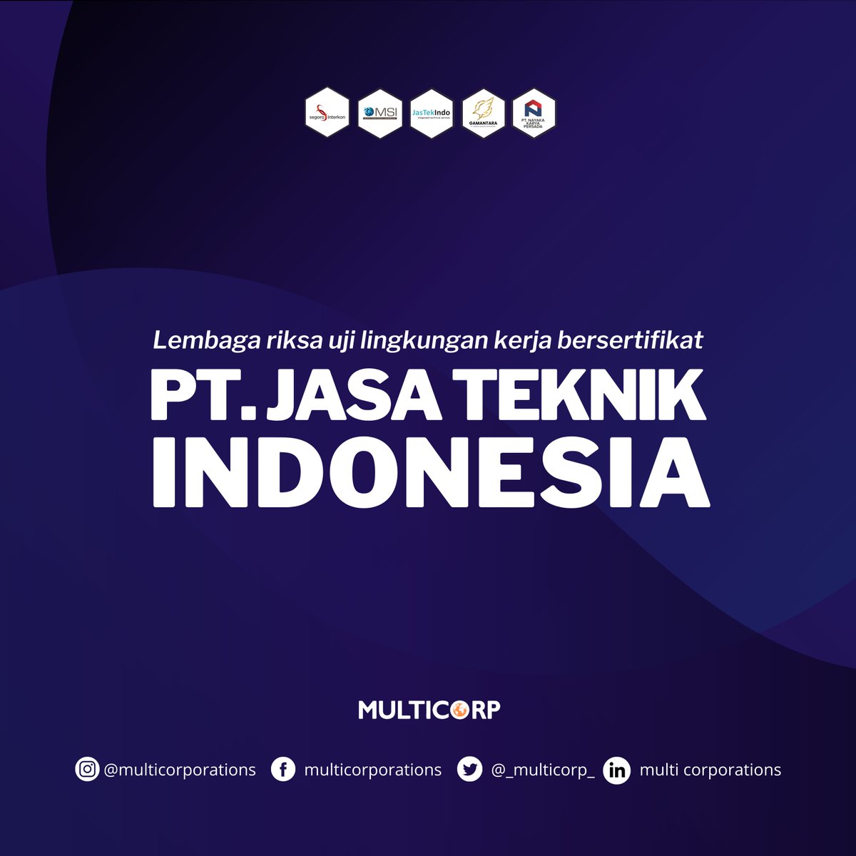 _Multicorp_'s tweet photo. AKIN LINGKUNGAN KERJAMU AMAN ?
SUDAHKAH DI INSPEKSI OLEH TENAGA PROFESIONAL &amp; CEPAT ?

Halo #SahabatMultiCorp tahukah kamu, kalau melakukan uji riksa pada lingkungan kerja sangatlah penting.

YUK... INSPEKSIKAN LINGKUNGAN KERJAMU SEKARANG !! https://t.co/clQbMdiIry
