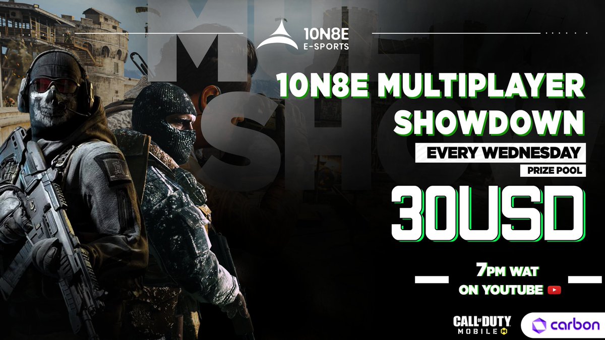 Registration for 10N8EPLAY's Call Of Duty Mobile Multiplayer Showdown has begun. #10n8eCoDMMS
 
Slated for Every Wednesday 

Time: 7pm WAT

Join Our Discord Server For More Information. 

Discord Link:
discord.gg/wrC8ymGXtM

Official Financial Partner: <a href="/get_carbon/">Carbon</a>