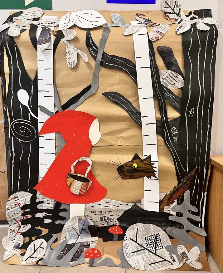 Sometimes the simplest of things come together to create magic and stir the imagination✨… presenting Brilliant Belugas of KG1 B’s ‘Little Red Riding Hood’ eco friendly ‘Story Board’#GMAKGLanguageCelebration #KNargish #26Dakshamehta #senresh #DxbModern #ericarle