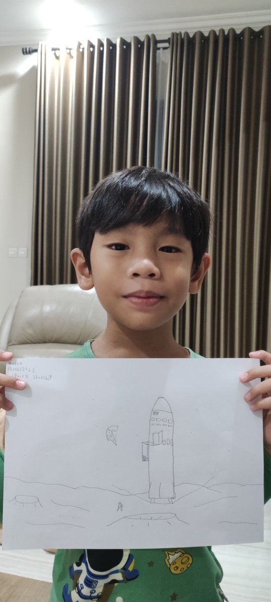 tulus_pardamean's tweet photo. Hi @elonmusk ... This is my son Nolan, he is a big fan of you and SpaceX https://t.co/eVjVFbMF31