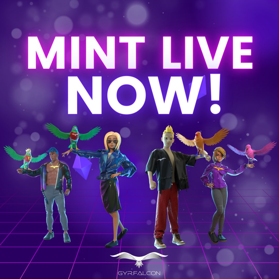 YES WE ARE NOW LIVE!

gyrfminting.com

For everyone who is whitelisted be sure to mint your NFT! 👆🤩
.
.
.
.
#nftmint #nft #p2e #p2egame #mintnft #nftcommunity #nftcollector #nftakeover #digitalart #nycnft #metaverse #gyrfalcon #opensea #eth #btc #nftart #nftartgallery