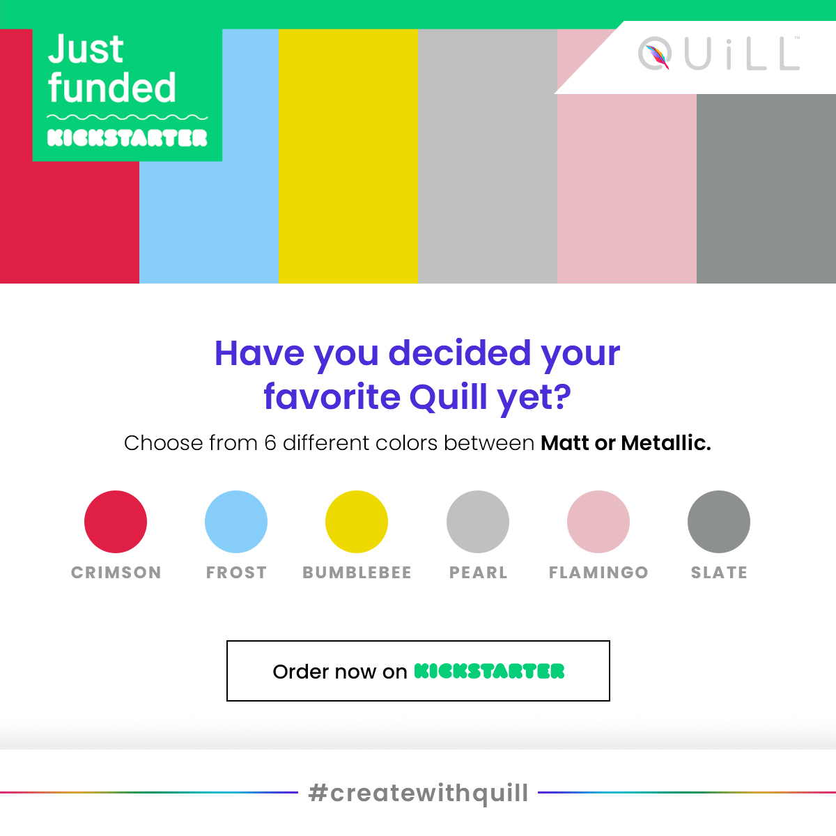 Choose your favorite Matt or Metallic Quill Pack at huge discounts with In-Demand pricing.
Only few left!
bit.ly/createwithquill

#createwithQuill #art #digitalart #nft #nftart #kids #colors #gifts #play #draw #paint #tech #3d #creative #abstract #design #drawing #artisontwitter