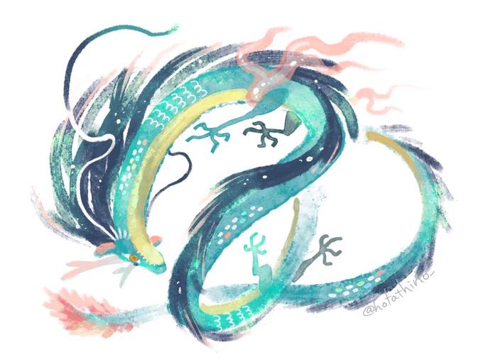 眠たい時にお絵描きするといつもと違う雰囲気の絵が描けたりして楽しいです🐉 