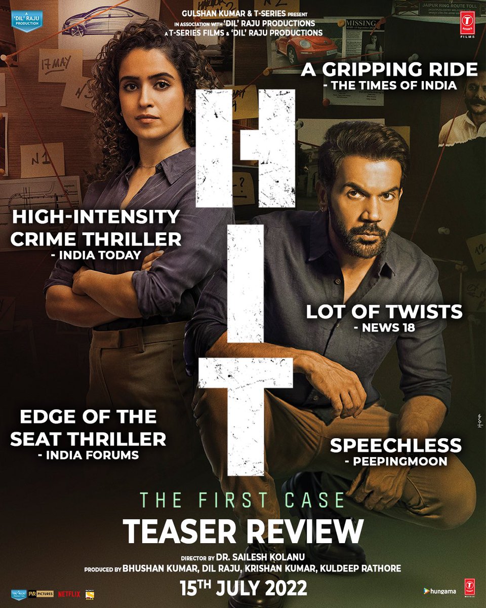Thank you so much for all the love for our teaser. #HitTheFirstCase. Trailer out soon.