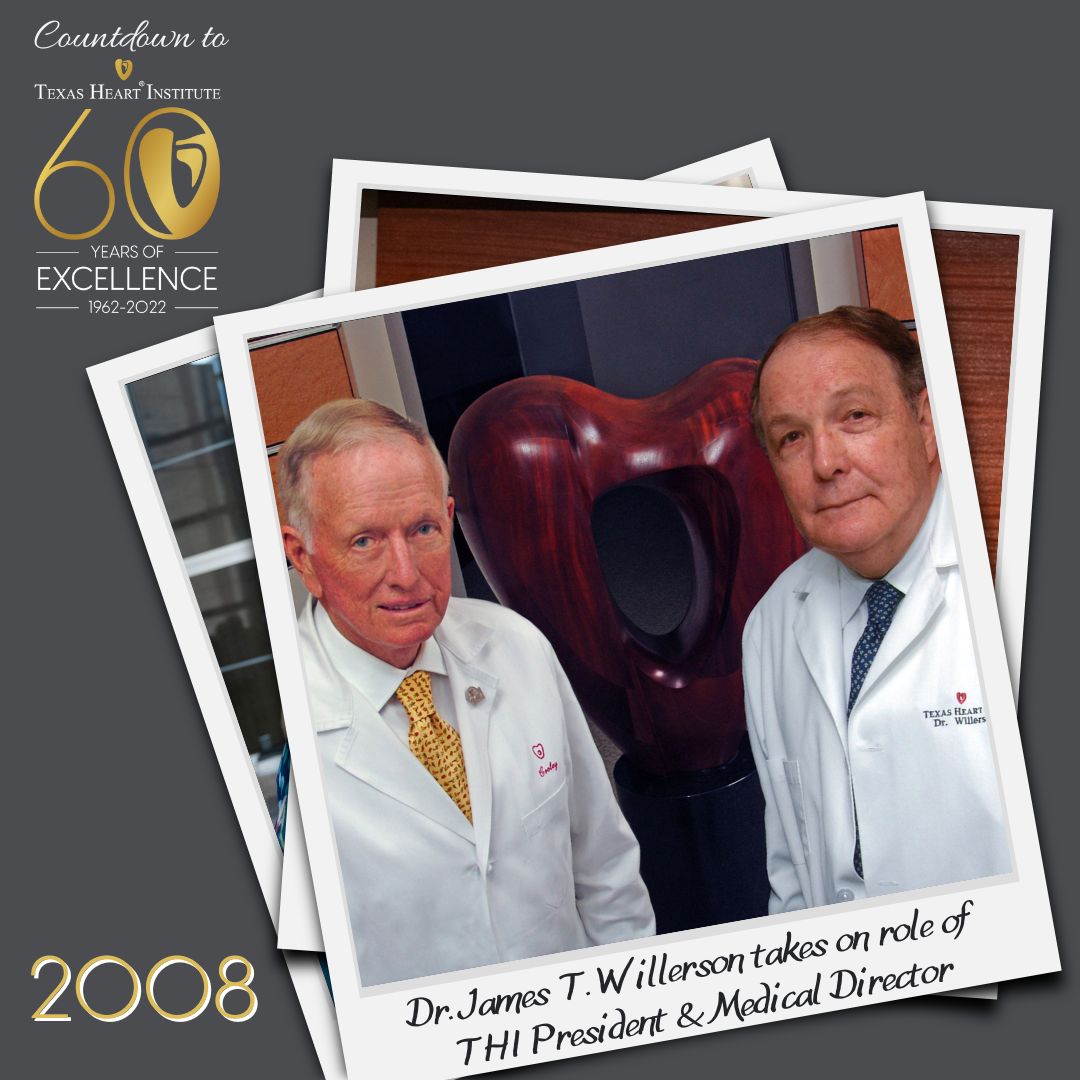 Texas_Heart's tweet photo. 4️⃣6️⃣ Days to 60 Years: #In2008 Dr. James T. Willerson becomes President and Medical Director of THI, succeeding Dr. Denton A. Cooley. Dr. Willerson also became Editor-in-Chief of the #THIJournal in 2008.
Read more: https://t.co/kEQ1m8M58i
#JTWillerson #60YearsOfExcellence https://t.co/jSFSUKb3RO