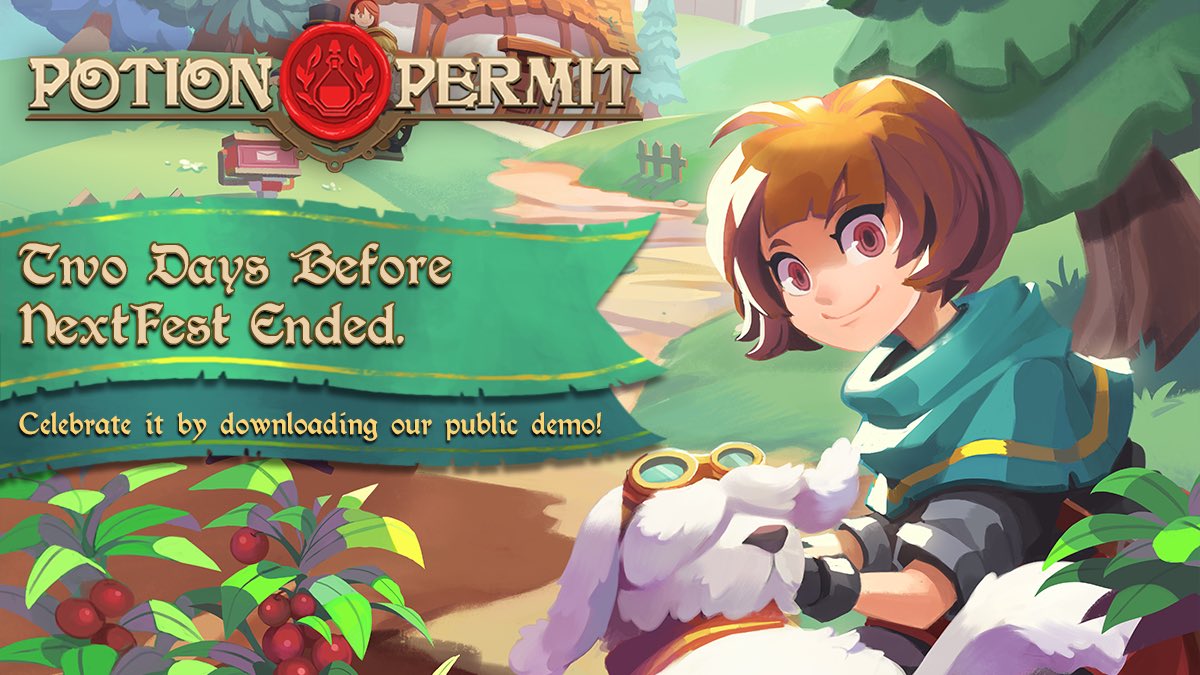 PotionPermit's tweet photo. Last 2 days of #SteamNextFest 

Don't forget to try our public demo and wishlist us: https://t.co/j4ttKqVMea

#pixelart #gamedev #indiedev #indiegames #ドット絵 #indiegame #IndieGameDev #cozy #gamedevelopment https://t.co/GQbTboROyp